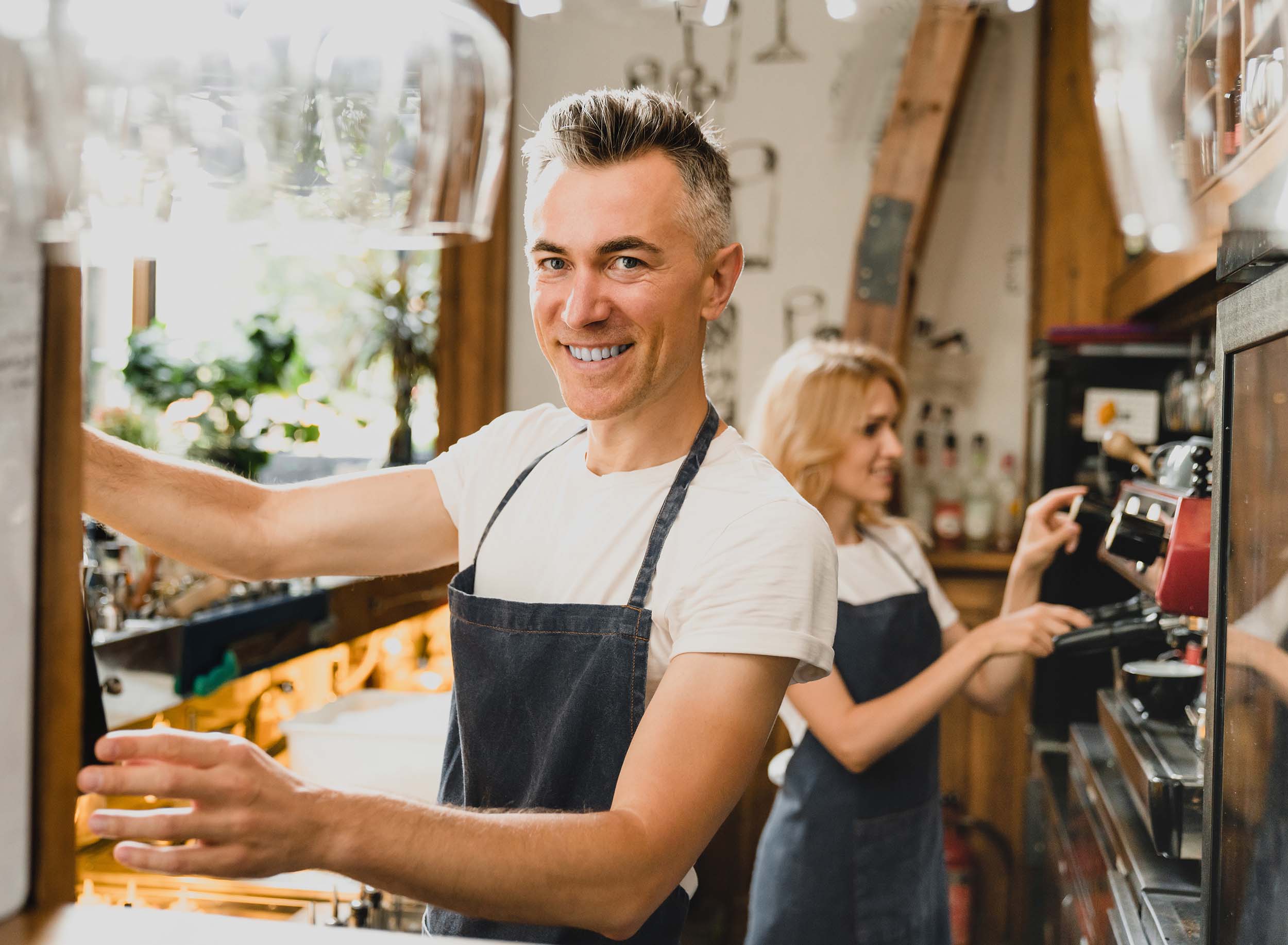 Confident,Smiling,Middle-aged,Small,Business,Owners,Barista,Bartenders,Waiters,In